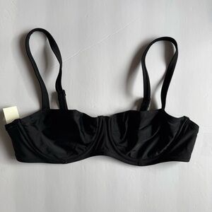 NWT Aerie Black Bikini Top Size 38C Underwire Swim Adjustable Unlined